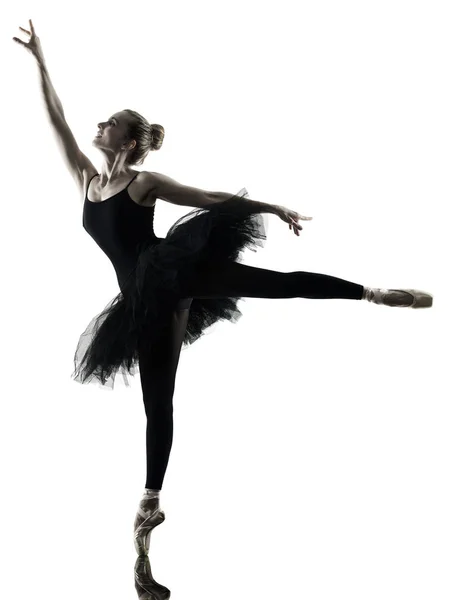 Ballerina danseres dansen geïsoleerde silhouet van de vrouw — Stockfoto