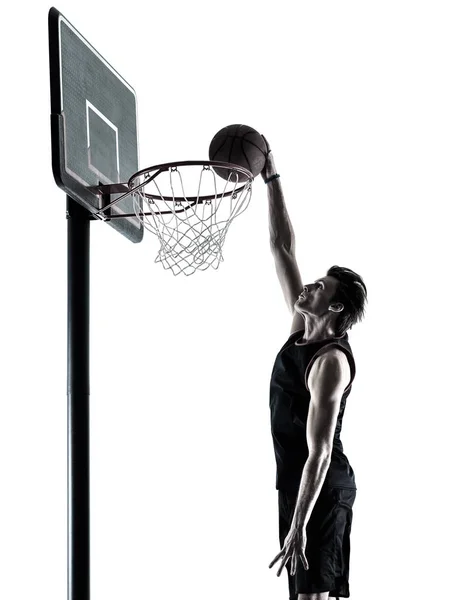 Kosárlabda játékos elszigetelt silhouette árnyéka — Stock Fotó