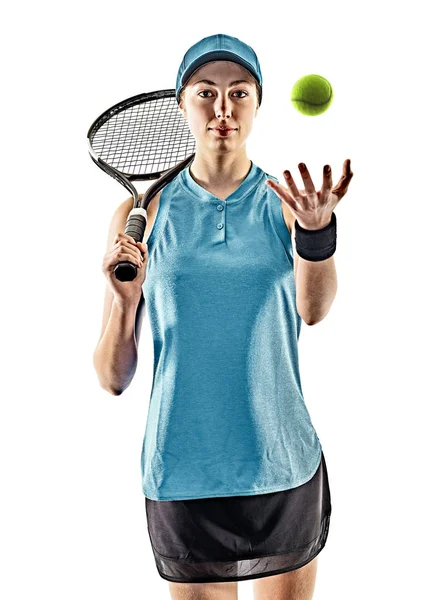 网球女子孤立的剪影 — 图库照片