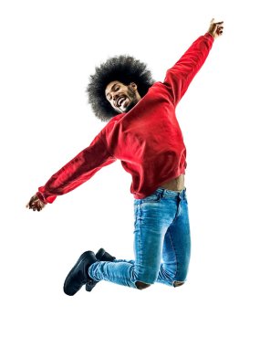 Afrika adam mutlu siluet izole atlama