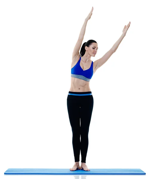 Mulher fitness pilates exercícios isolados — Fotografia de Stock