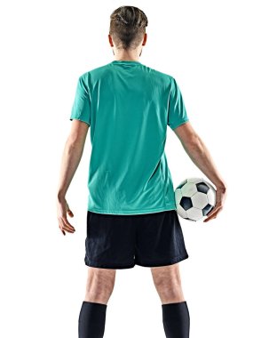 bir futbol oyuncu adam izole beyaz arka plan ayakta