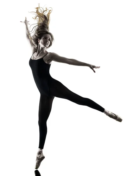 Ballerina danseres dansen geïsoleerde silhouet van de vrouw — Stockfoto