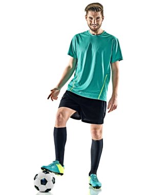 bir futbol oyuncu adam izole beyaz arka plan ayakta
