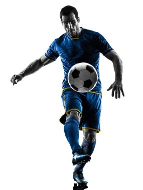 Futbol oyuncu adam siluet izole
