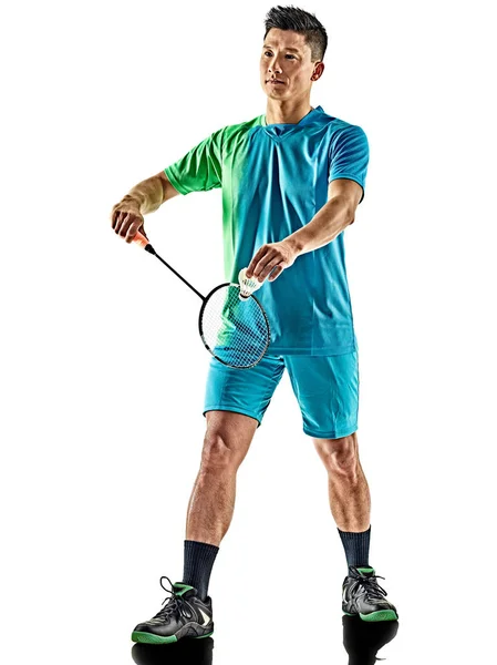 Aziatische badminton speler man geïsoleerd — Stockfoto