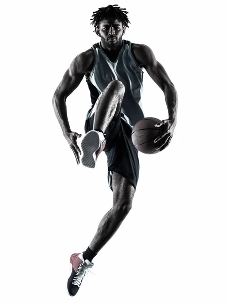 Basketballer Mann isoliert Silhouette Schatten — Stockfoto