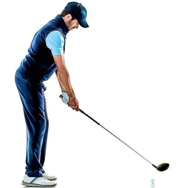 Muž golfista golf izolované s pozadím — Stock fotografie