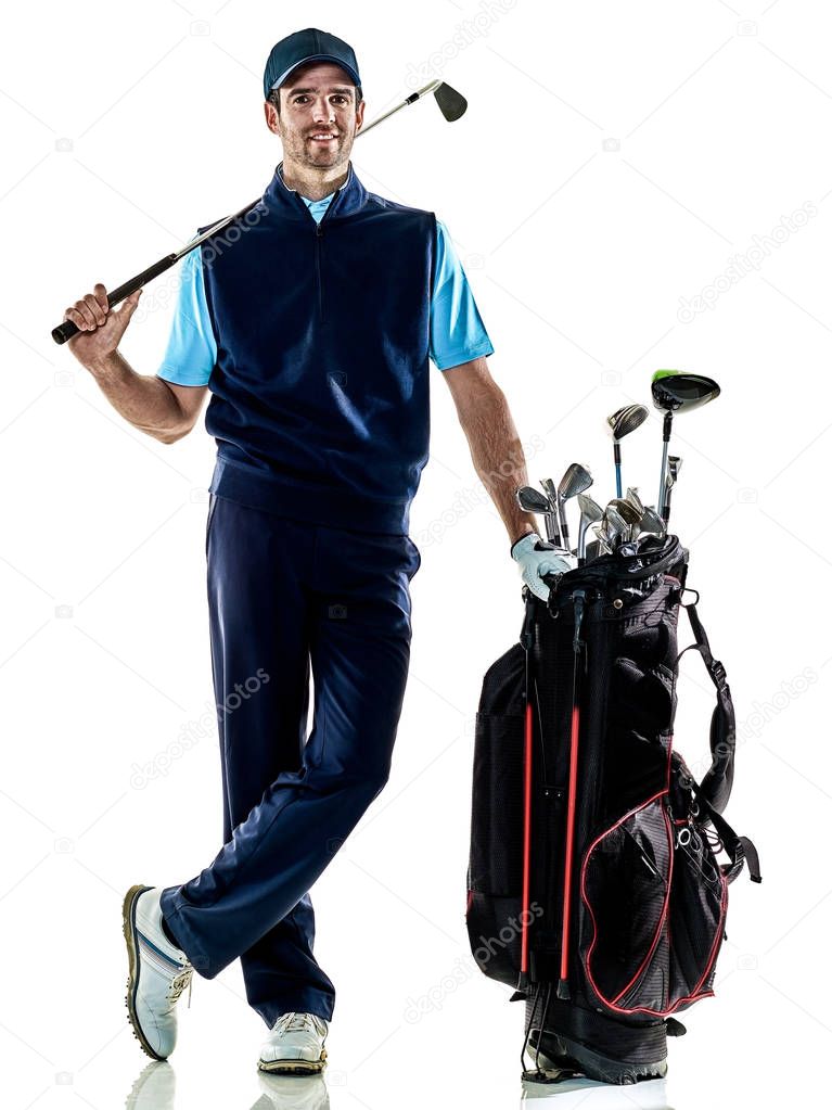 man golfer golfing isolated withe background