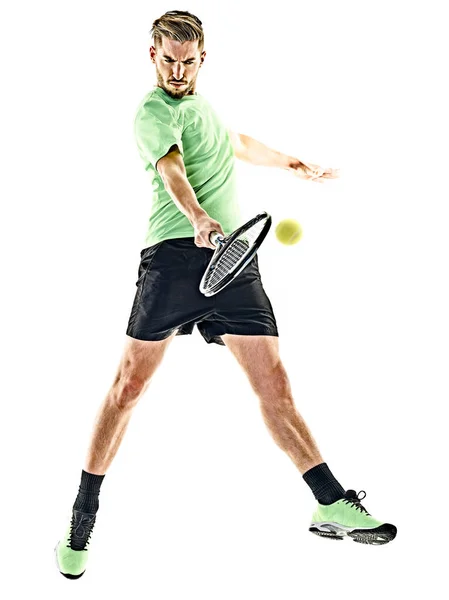 Korty tenisowe gracz mężczyzna na białym tle — Zdjęcie stockowe