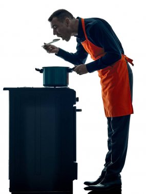 adam pişirme Şef siluet izole