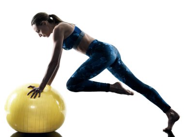 kadın fitness swiss excercises siluet top