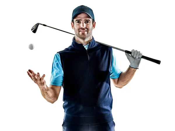 Ember golfozó Golf elszigetelt háttérrel — Stock Fotó