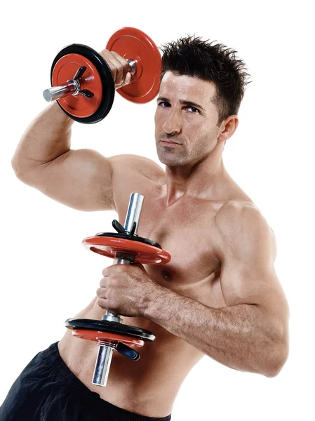 Man weights exercises isolated — Stock Photo, Image