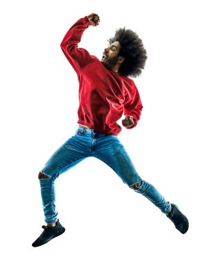 Afrika adam mutlu siluet izole atlama