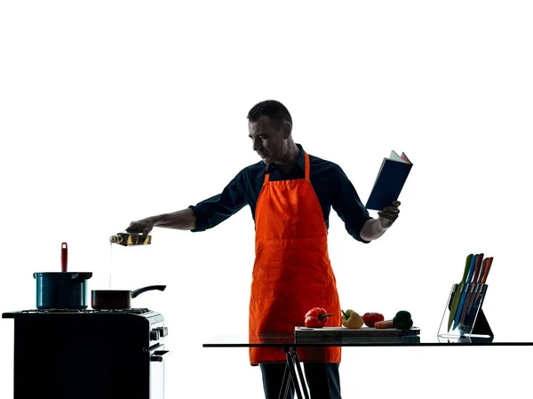 Homem cozinhando silhueta chef isolado — Fotografia de Stock