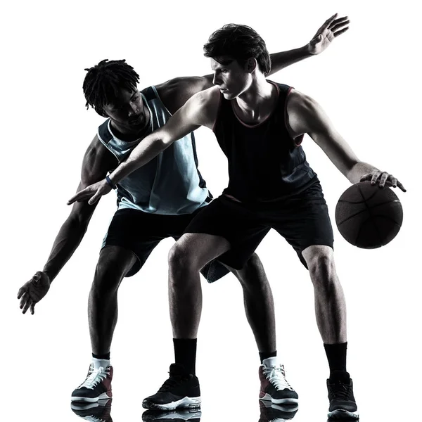 Jogadores de basquete homens silhueta isolada sombra — Fotografia de Stock