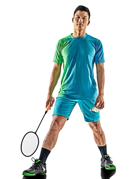 Asya badminton oyuncu adam izole — Stok fotoğraf