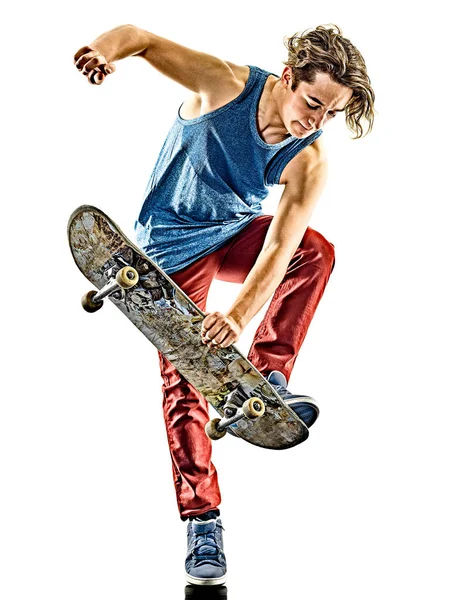 Skateboarder joven adolescente hombre aislado —  Fotos de Stock