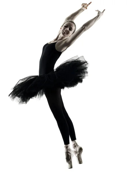 Танцовщица Балерина танцующая женщина изолированный силуэт — стоковое фото