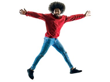 Afrika adam mutlu siluet izole atlama