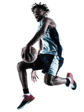 Basketbol oyuncu izole adam siluet gölge