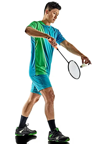 Asiatischer Badmintonspieler isoliert — Stockfoto