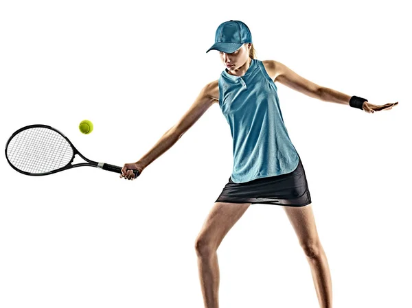 Tennis woman isolated silhouette — Stock Photo, Image