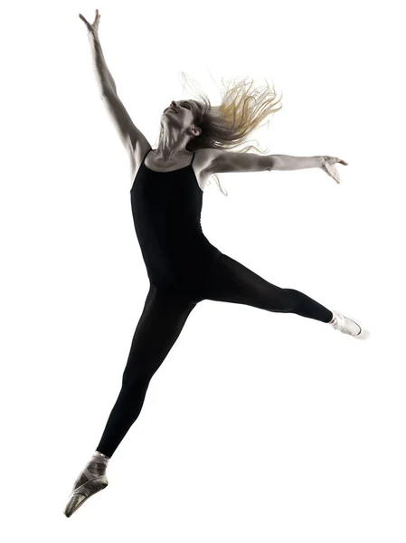 Ballerina danseres dansen geïsoleerde silhouet van de vrouw — Stockfoto