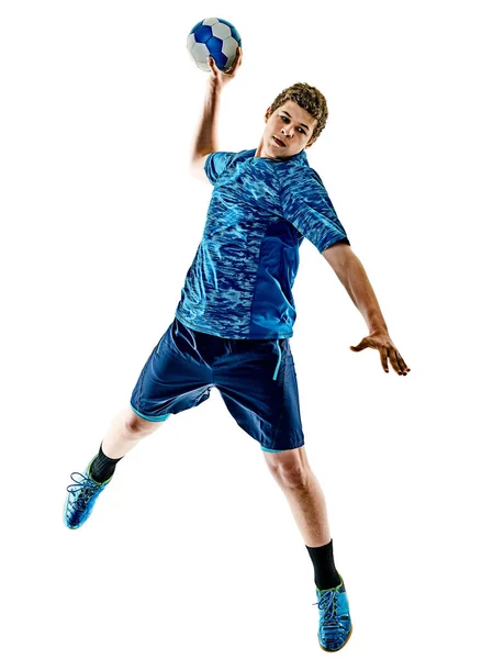 Joueur de handball adolescent garçon isolé — Photo