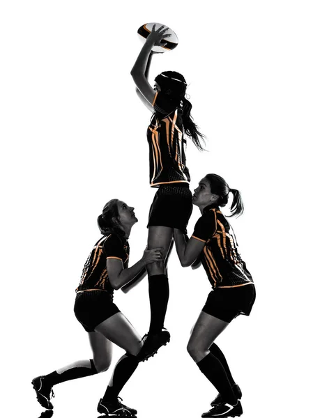 Rugby women players team silhouette — Stock Photo, Image