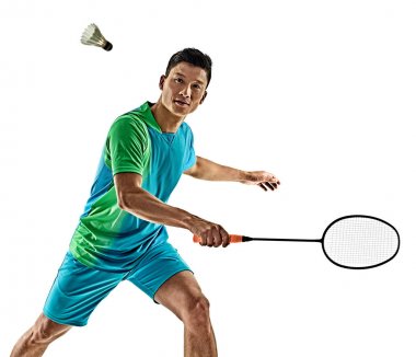Asya badminton oyuncu adam izole