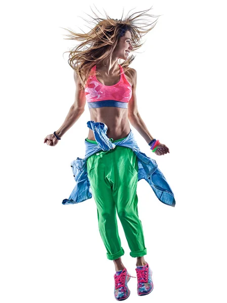 Žena fitness cvičení tanečnice tančí — Stock fotografie