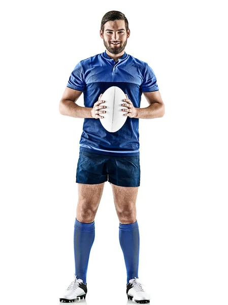 Rugby player mężczyzna na białym tle — Zdjęcie stockowe