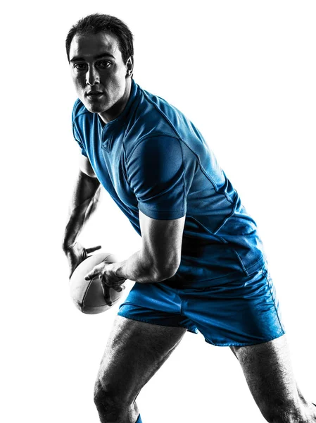 Rugby man speler silhouet geïsoleerd — Stockfoto