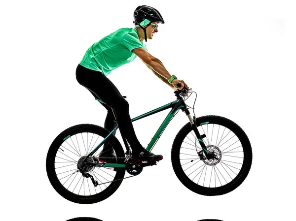 Tenager Junge Mountainbike backt isolierte Schatten — Stockfoto