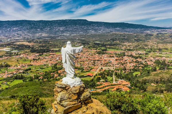 Mirador El Santo Villa de Leyva skyline cityscape Boyaca Colombi — стокове фото