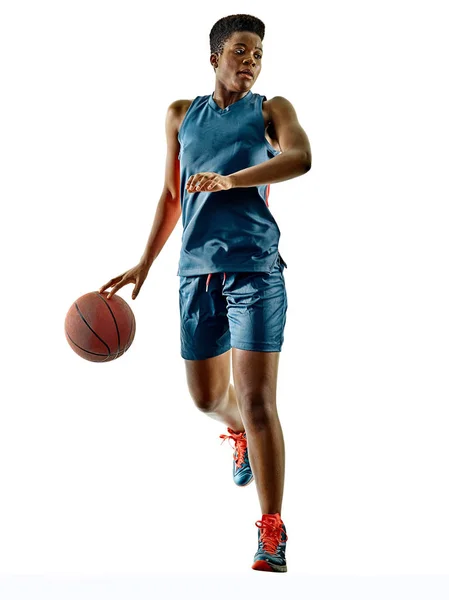 Basketbalové hráče žena dospívající dívka, samostatný stíny Stock Obrázky