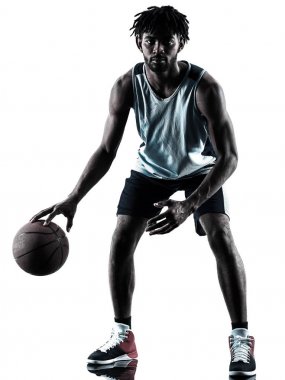 Basketbol oyuncu izole adam siluet gölge