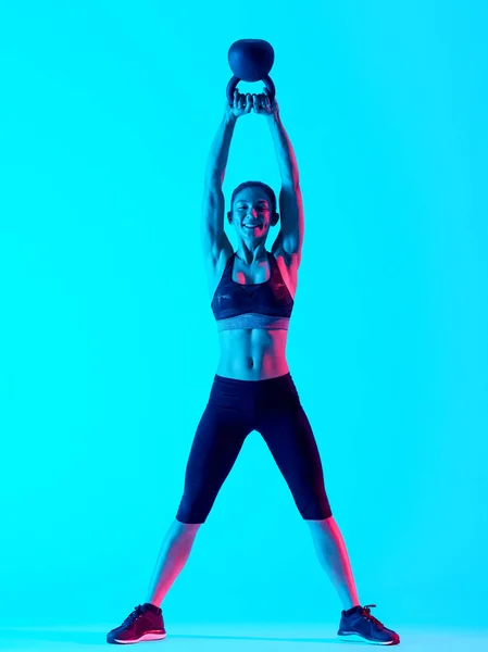 Kadın exercsing su ısıtıcısı çan fitness exercices — Stok fotoğraf