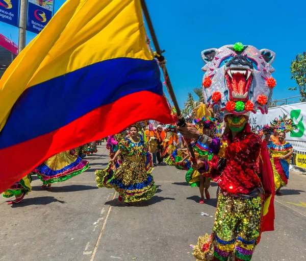 콜롬비아 바랑 키 야 아 틀 란 티코의 퍼레이드 카니발 축제 — 스톡 사진