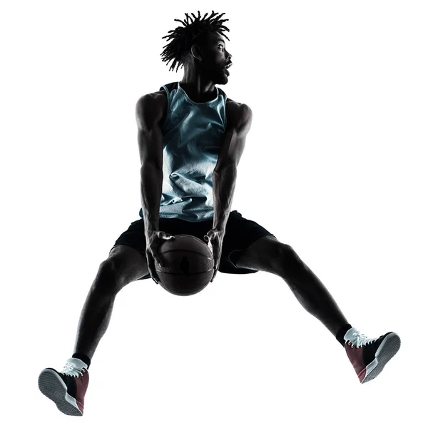 Kosárlabda játékos elszigetelt silhouette árnyéka — Stock Fotó