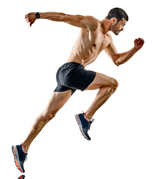 man runner jogger running jogging isolated shadows