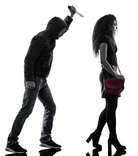 Woman thief aggression self defense isolated — Stock Photo, Image