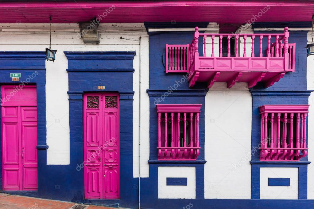 La Candelaria colorful Streets  Bogota Colombia