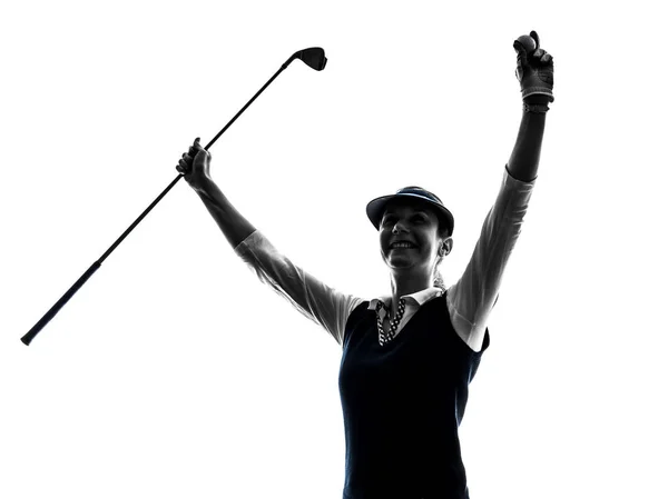 Žena golfista golf silueta — Stock fotografie