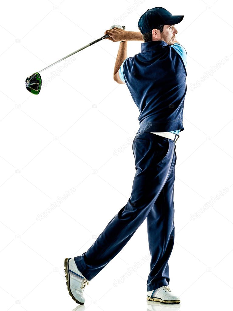 man golfer golfing isolated withe background