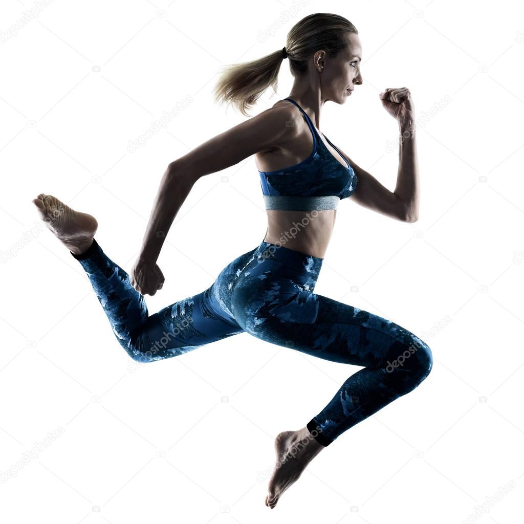 woman fitness excercises jumping silhouette