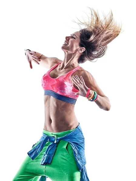 Žena tanečnice taneční fitness cvičení cvičení izolace membrána tvoří — Stock fotografie