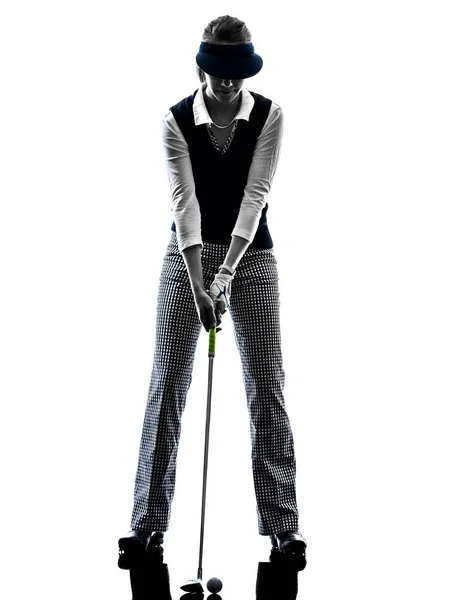 Силуэт гольфистки — стоковое фото
